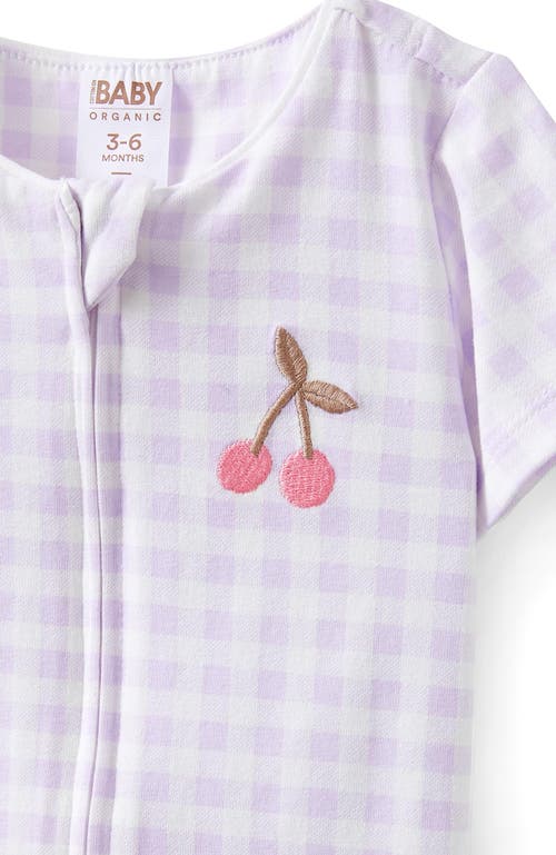 Cotton On Kids The Billie Short Sleeve Zip Romper In Vintage Lilac Gingham Cherry