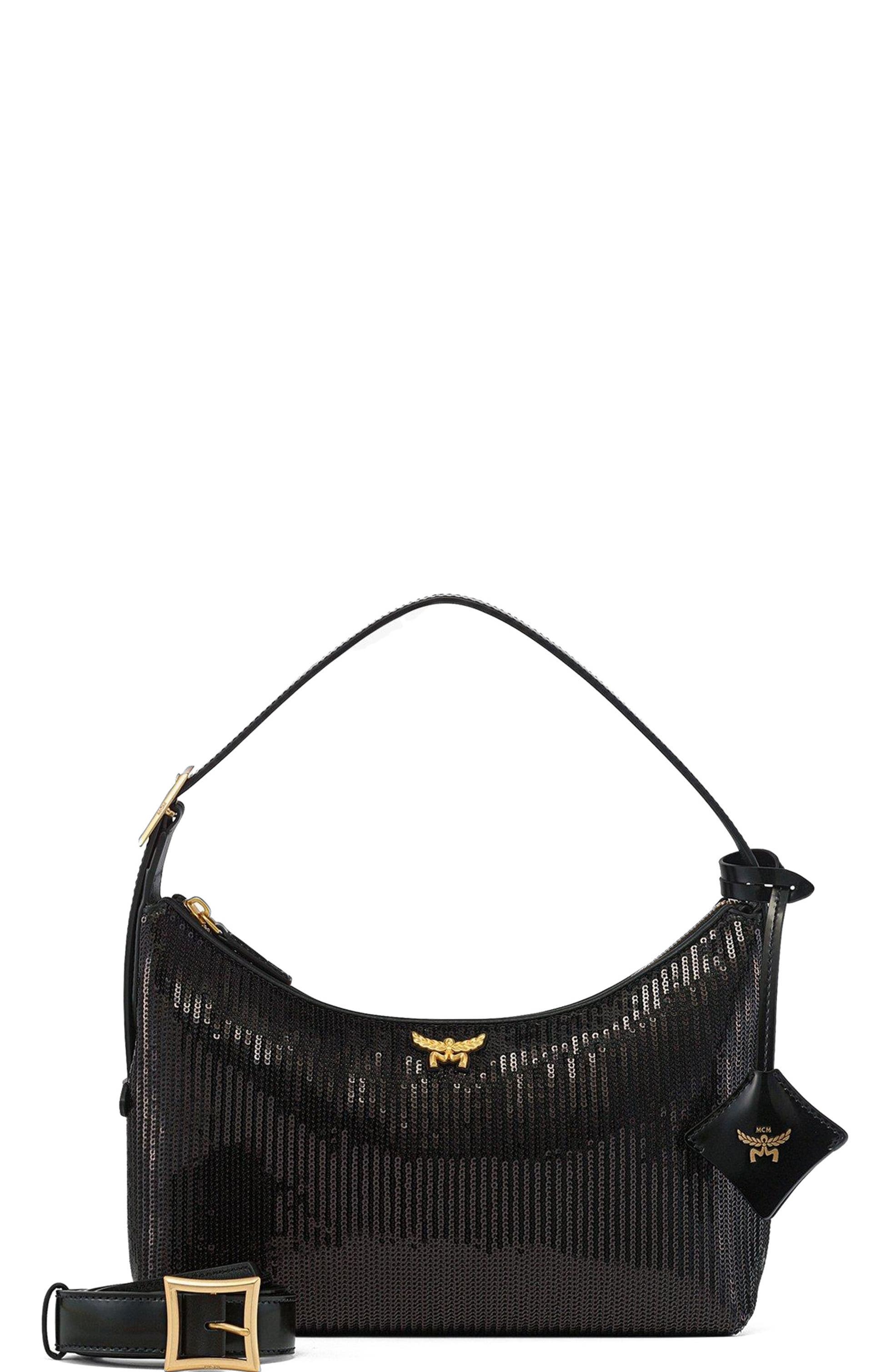 MCM Aren Hobo in Sequin Lamb Leather, Alternate, color, 