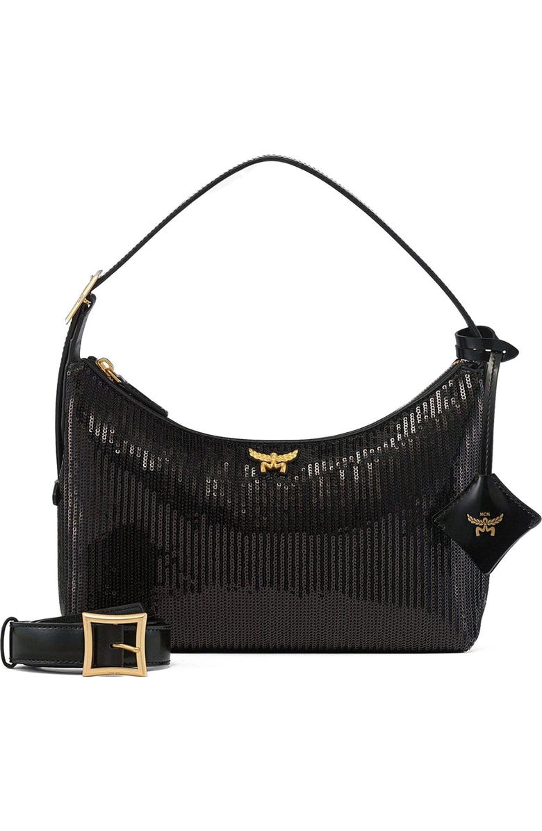 MCM Aren Hobo in Sequin Lamb Leather, Alternate, color,