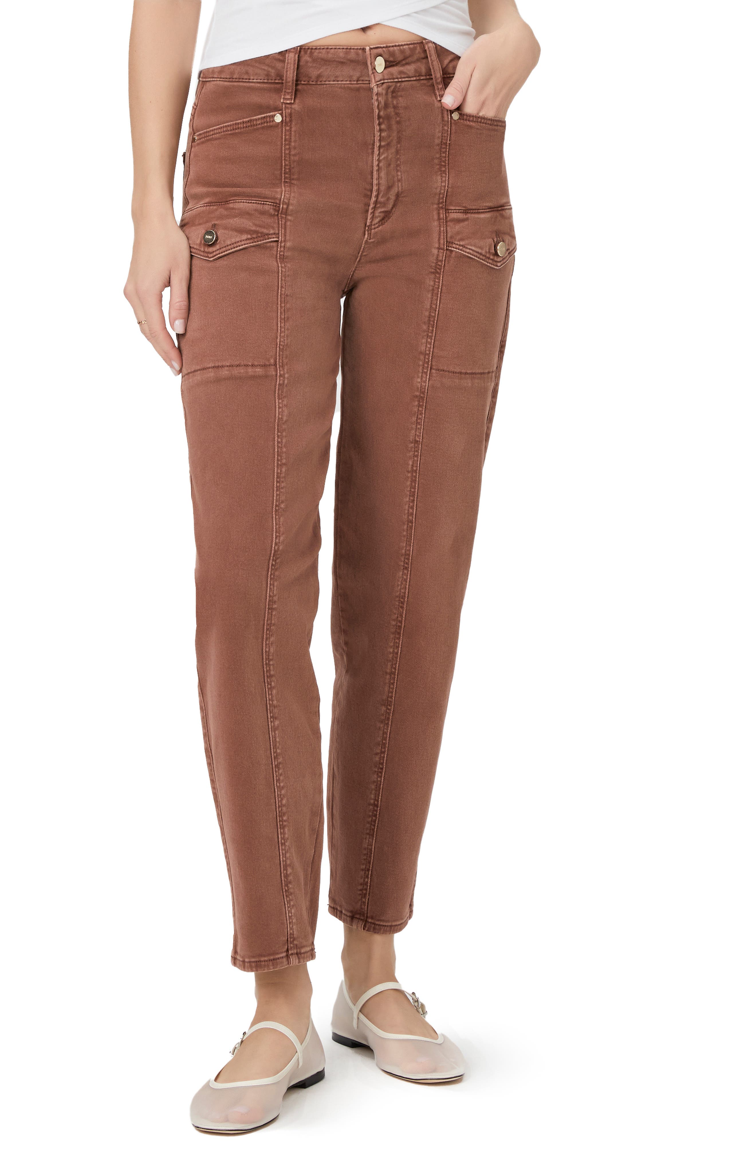 PAIGE Alexis High Waist Barrel Cargo Jeans
