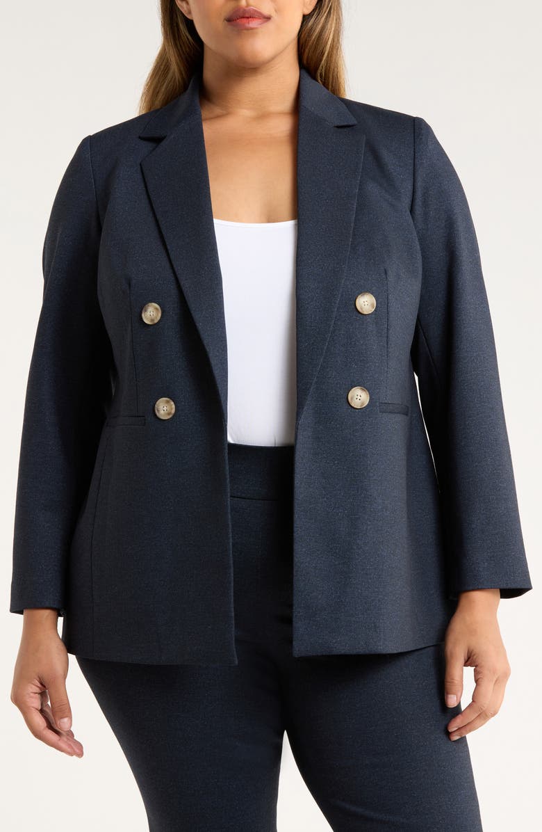 Anne Klein Double Breasted Jacket, Alternate, color, Mid Blue