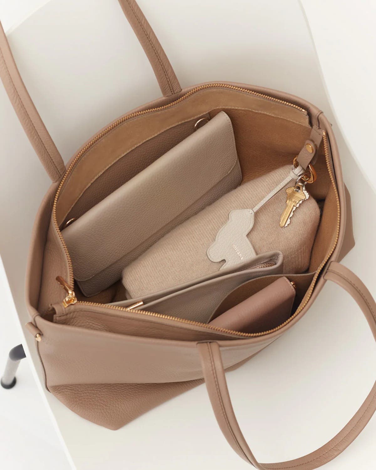 Cuyana Small Easy Zipper Tote, Alternate, color, Cappuccino