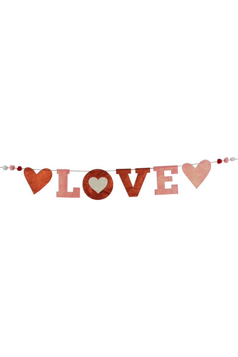 5' Glittered "Love" Valentine's Day Wall Banner Decoration, Main, color, Red
