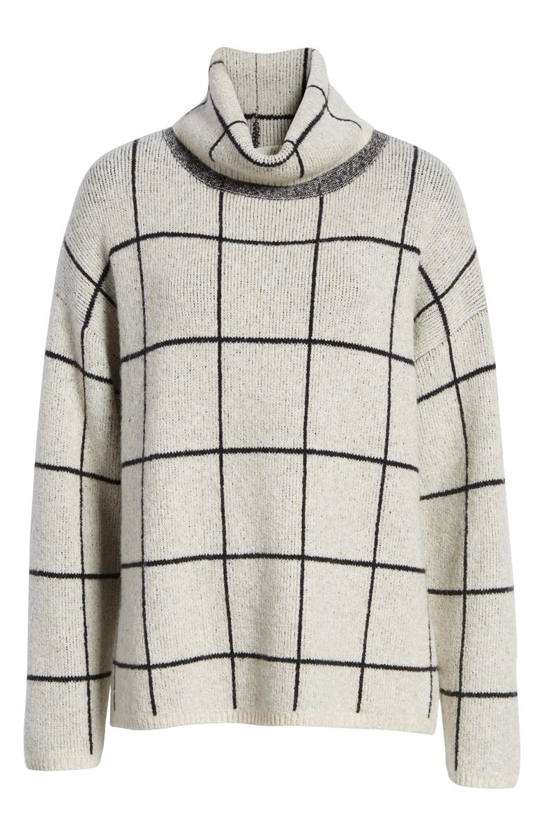 Madewell Windowpane Turtleneck Sweater, Alternate, color,