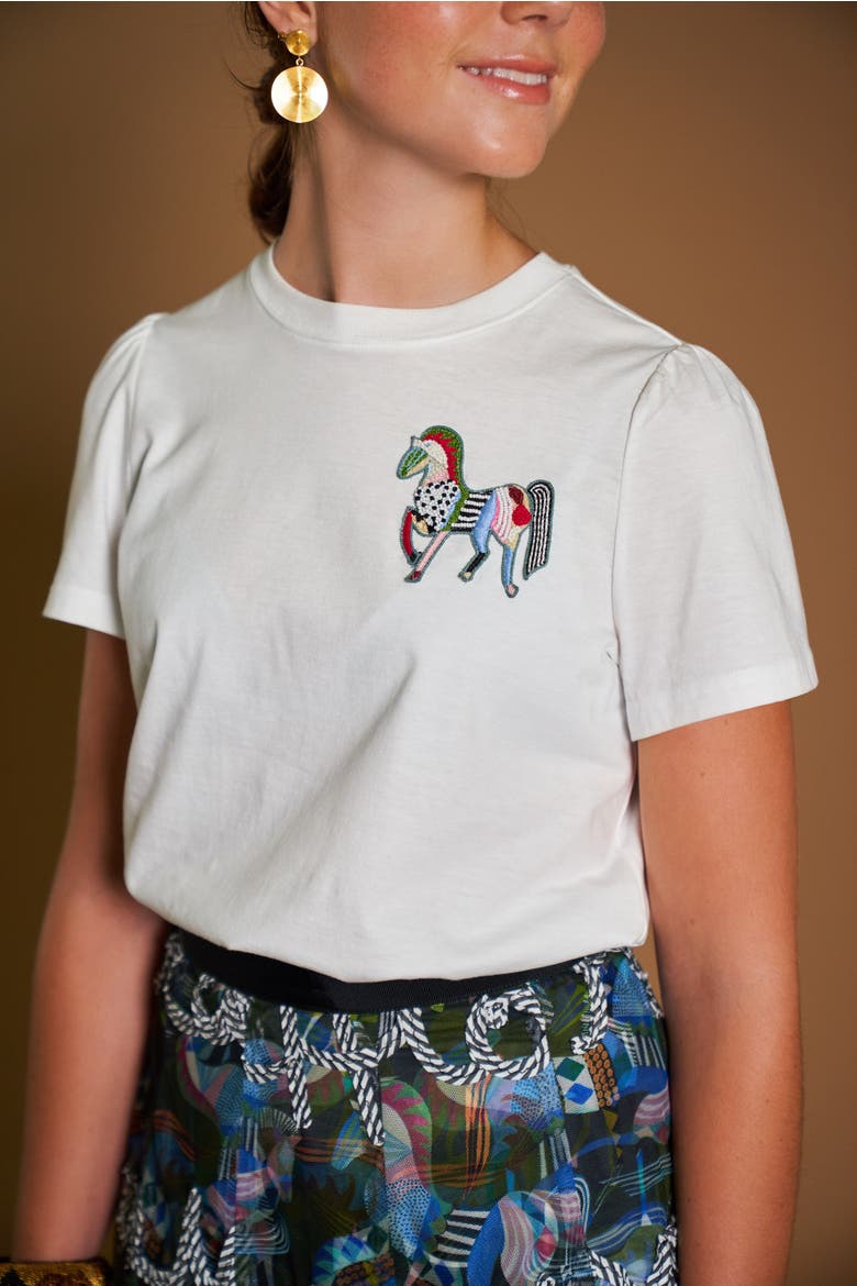 Cotton T-Shirt With Embroidery zebra motif, Alternate, color, Zebra Motif