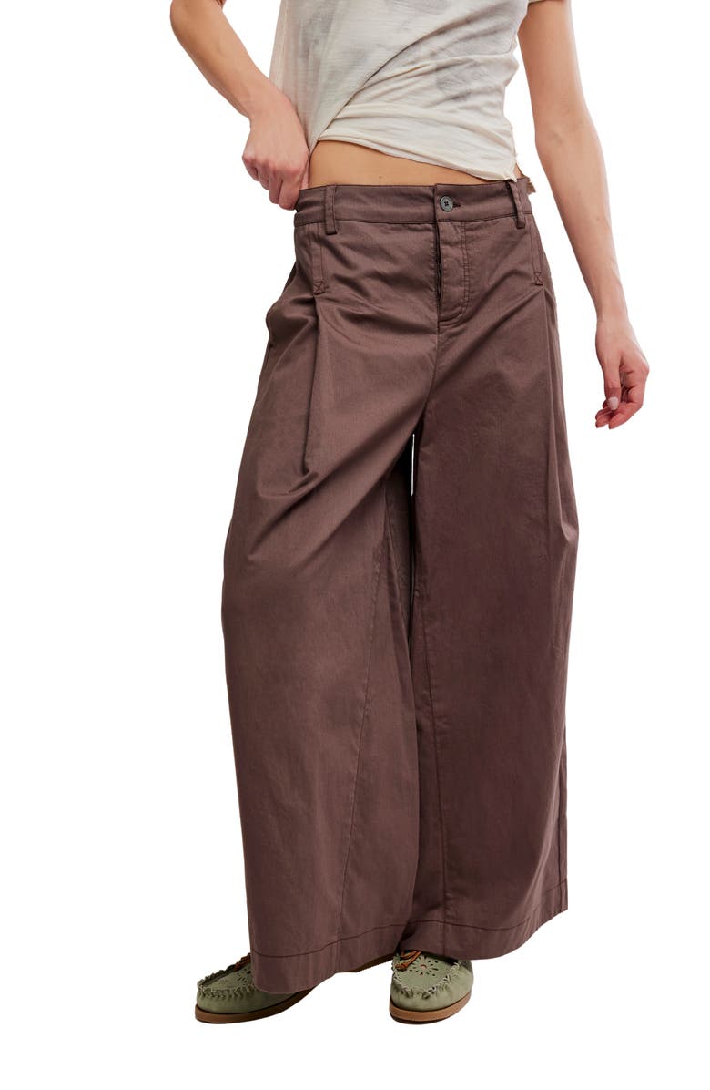 Free People Silverlake Wide Leg Chino Pants, Main, color, Chocolatier