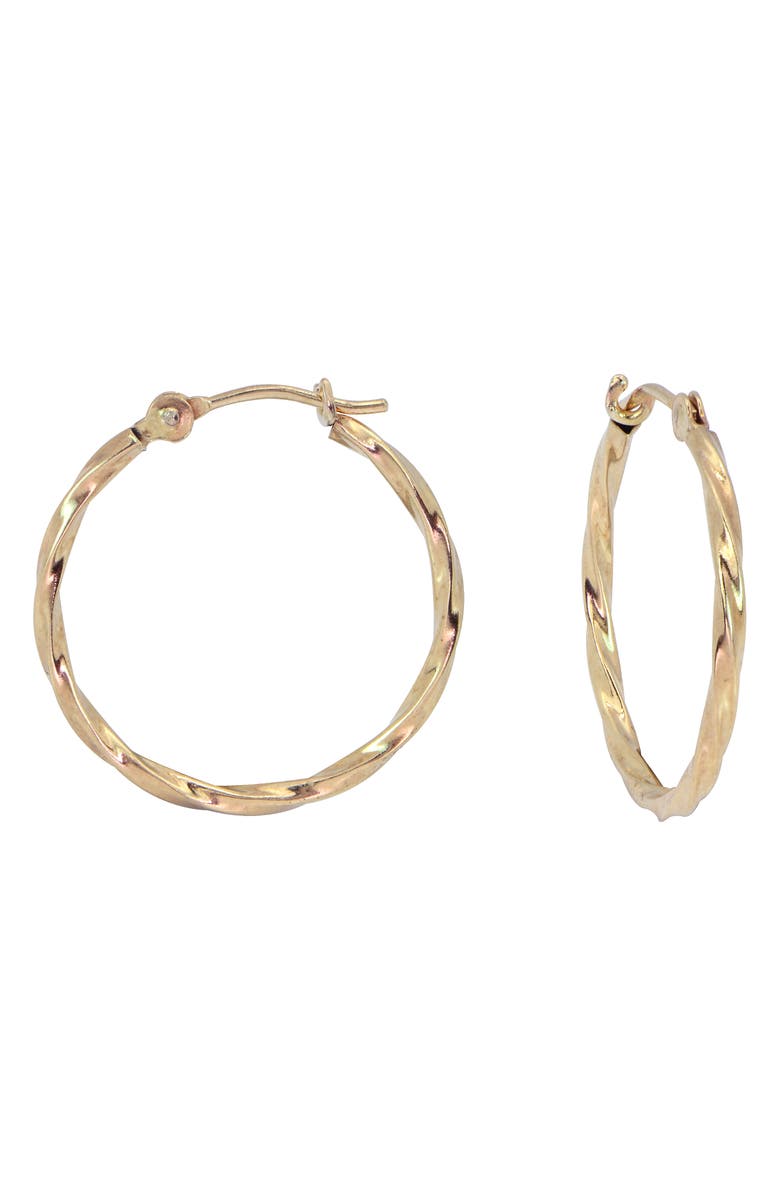 CANDELA JEWELRY 14K Gold Twisted Hoop Earrings, Main, color, Gold
