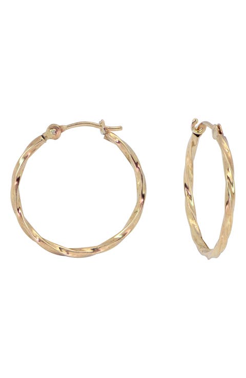 14K Gold Twisted Hoop Earrings
