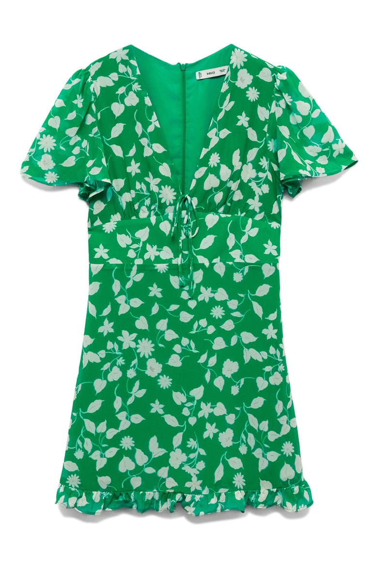 Polka Dot Flutter Sleeve Minidress, Alternate, color, GREEN