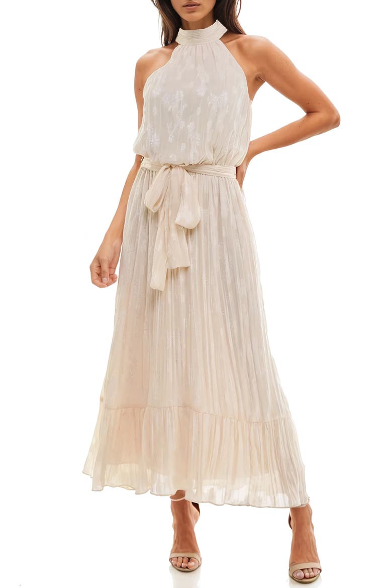 Chiffon Cocktail Maxi Dress, Main, color, CREAM