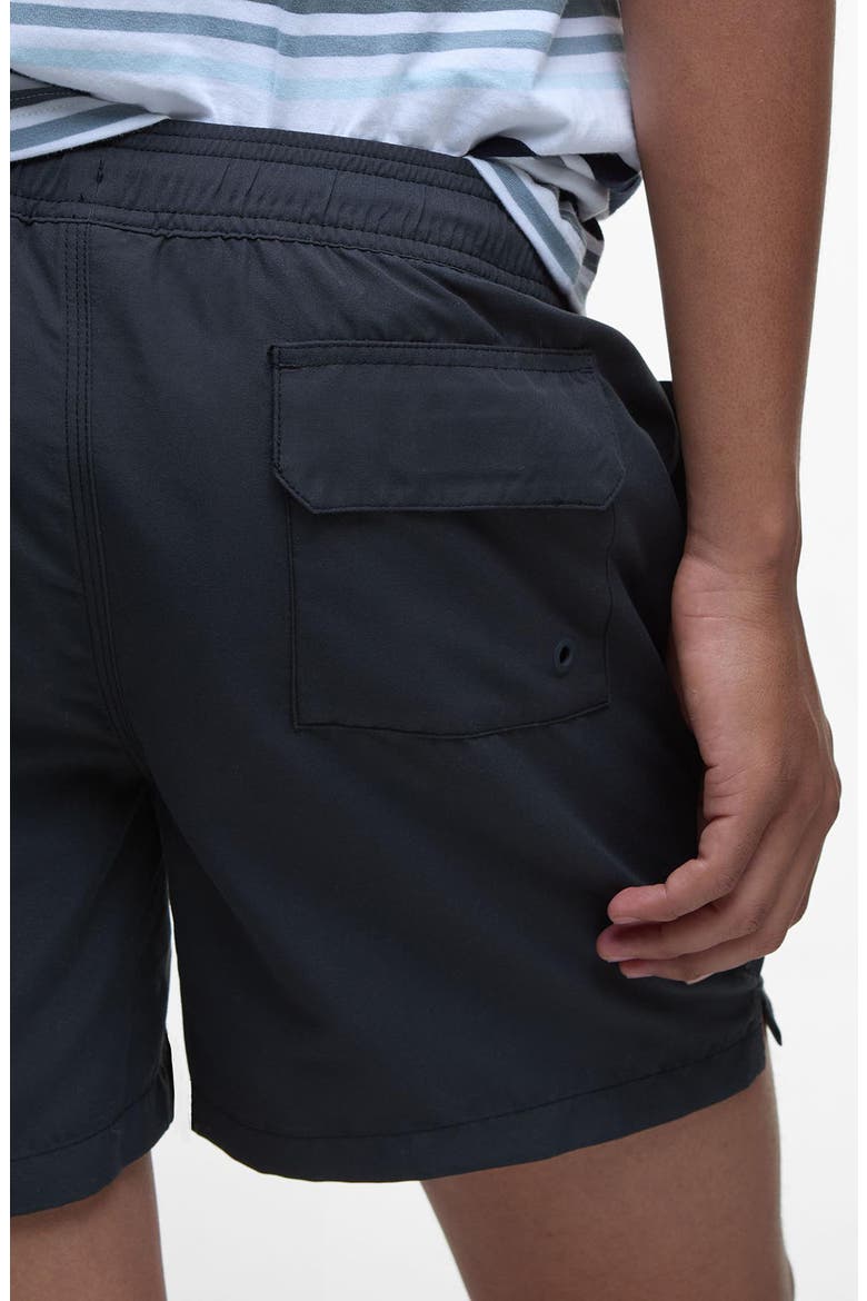 Staple Logo Swim Trunks, Alternate, color, BLACK