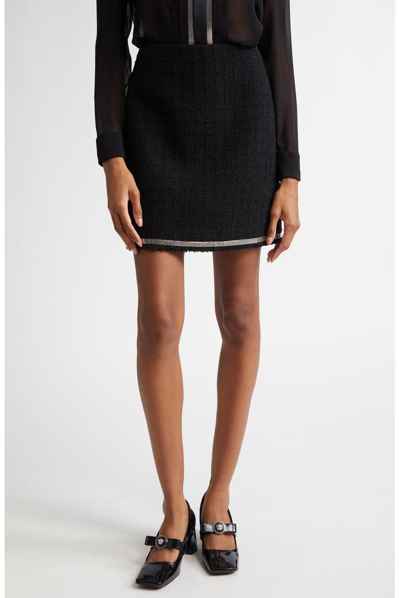 Virgin Wool Blend Heritage Bouclé Tweed Miniskirt, Main, color, BLACK