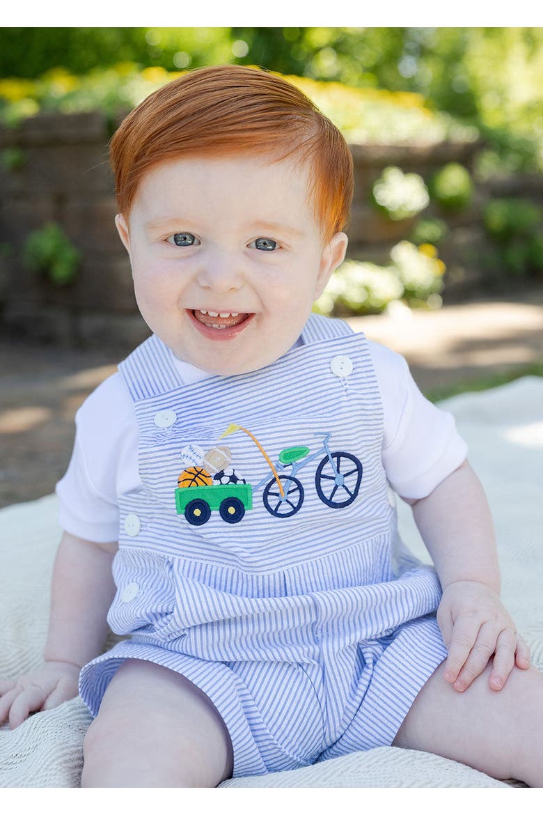 Seersucker Shortall With Bike & Sport Balls, Alternate, color, Blue / White