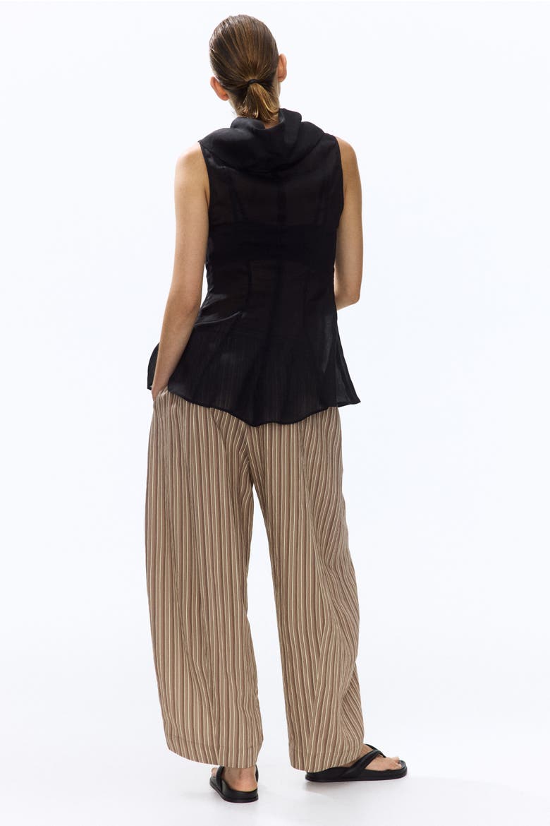 Modal-blend Barrel Trousers, Alternate, color, Dark beige/striped
