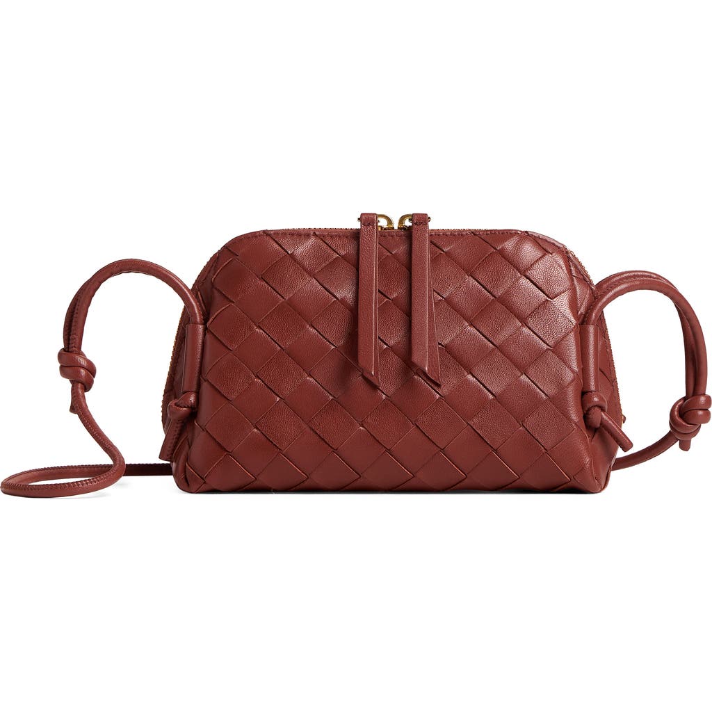 Bottega Veneta Mini Concert Intrecciato Leather Crossbody Bag In 2504 Sapele-gold