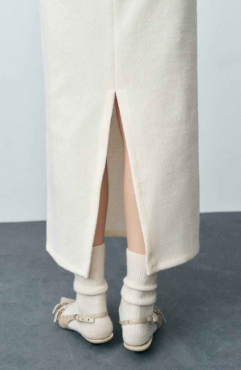 MANGO Lonce Wool Blend Maxi Skirt, Alternate, color, Ecru