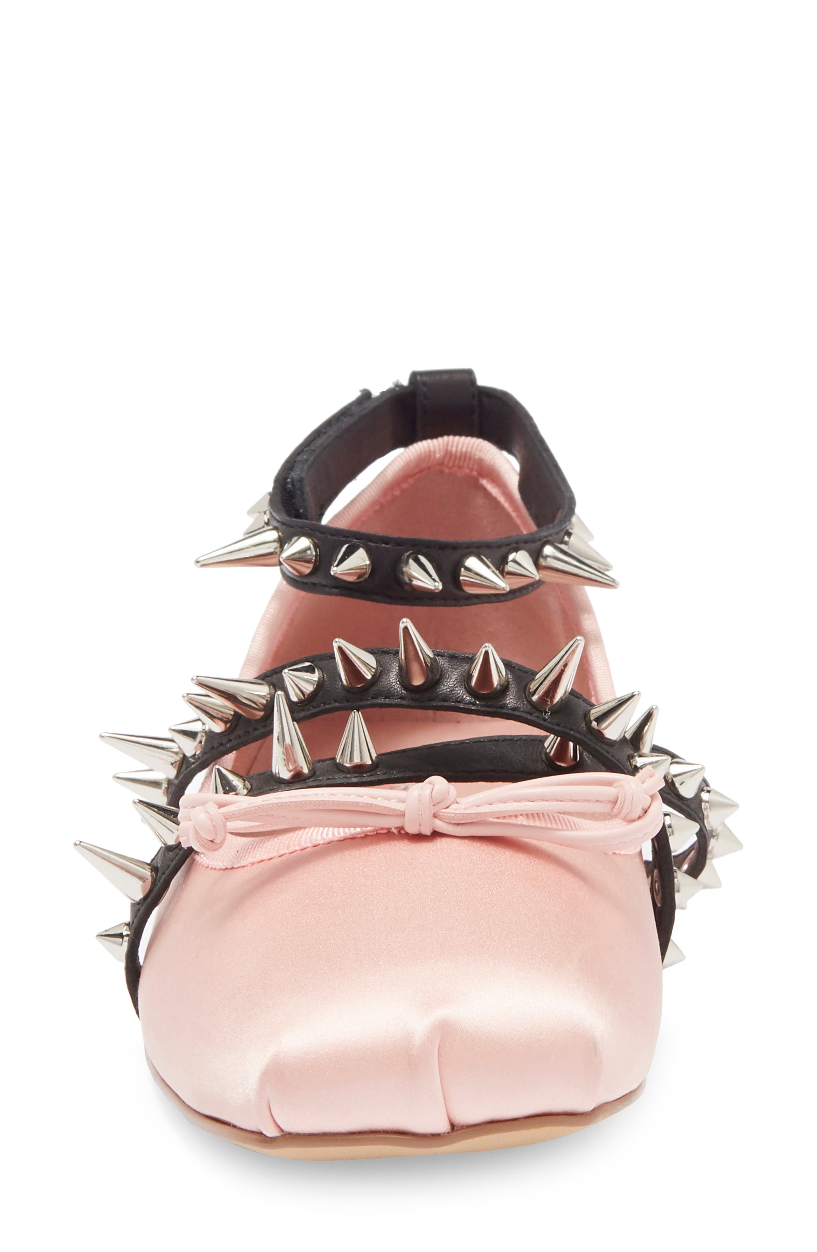 Choreo Ankle Strap Ballet Flat, Alternate, color, PINK SATIN BLACK SILVER