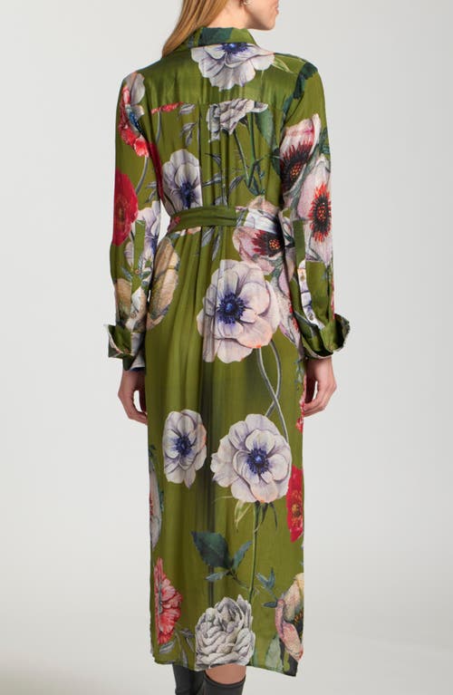 Apny Long Sleeve Shirtdress In Green