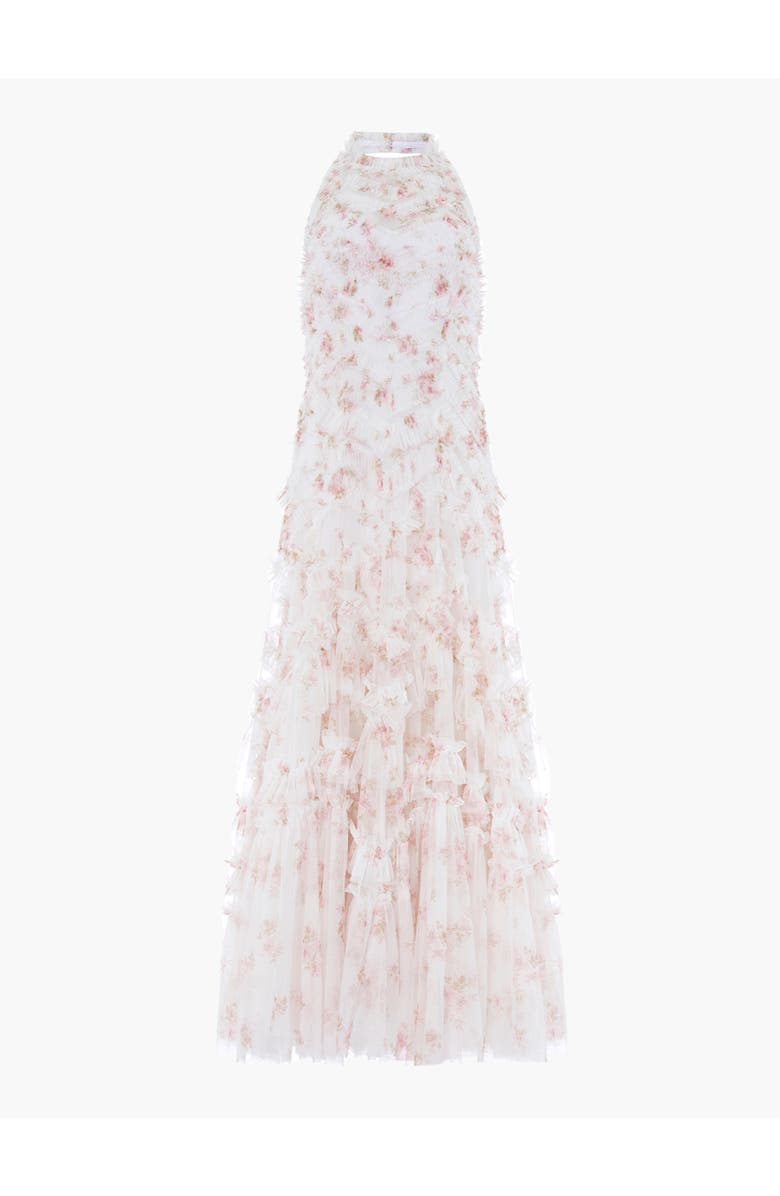 Needle & Thread Magnolia Ditsy Elia Halter Neck Gown, Alternate, color, Moonshine/Seashell