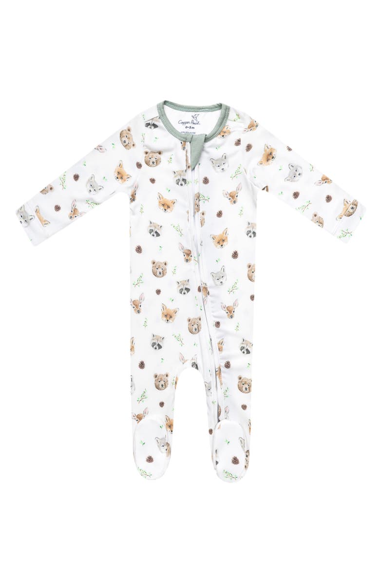 Copper Pearl Wilder Zip-Up Footie Pajamas, Main, color, Wilder