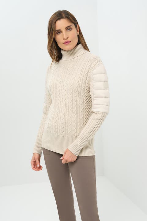 Eloisa Cableknit and Nylon Padded Sweater