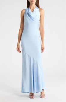 ASTR the Label Varya Cowl Neck Satin Maxi Slipdress
