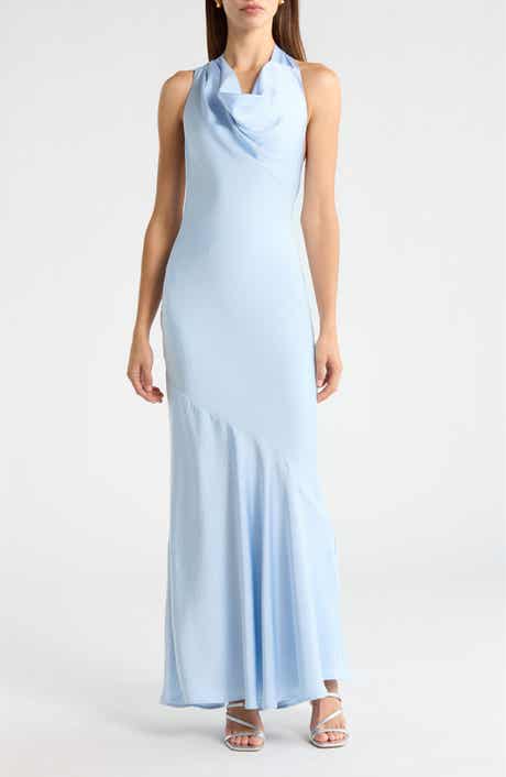 ASTR the Label Varya Cowl Neck Satin Maxi Slipdress