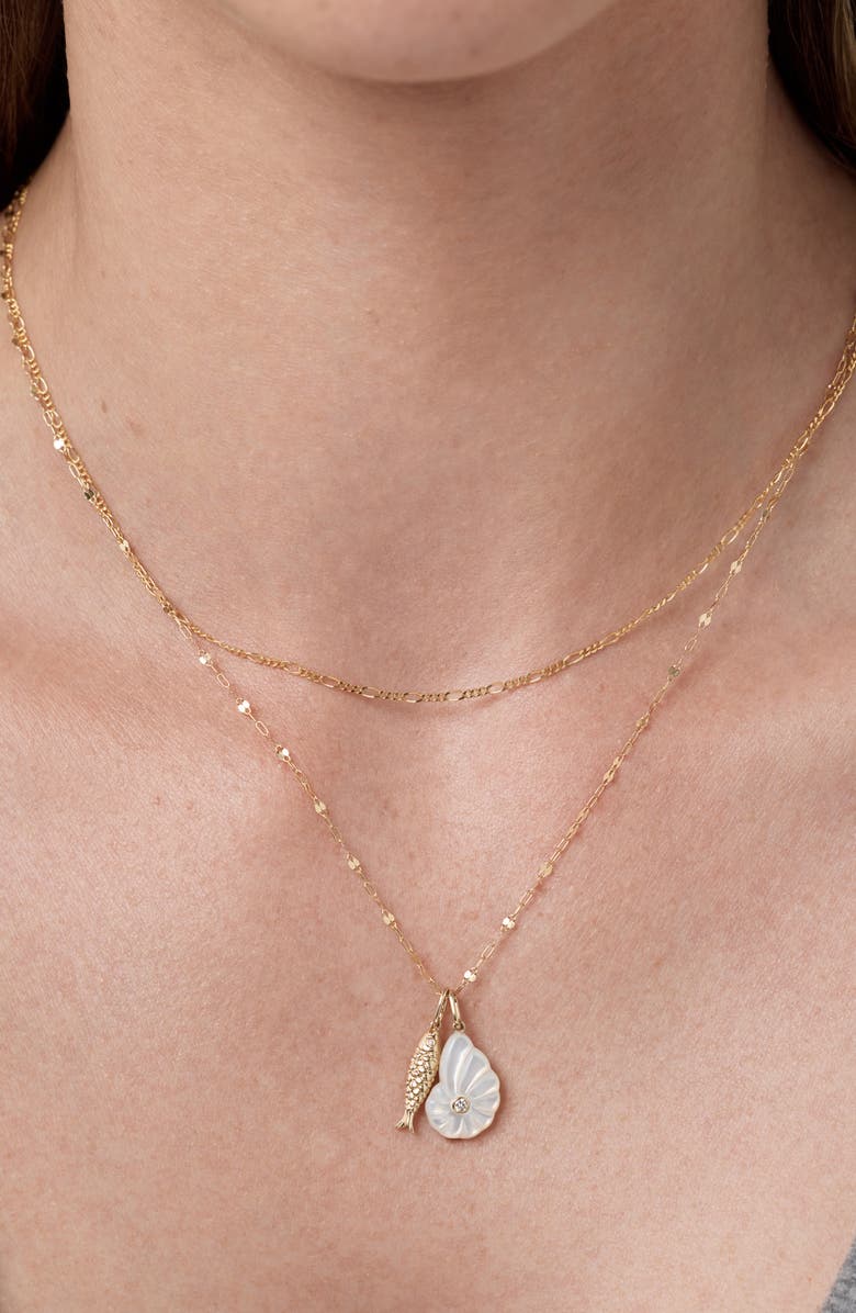 Ana Luisa Solid Yellow Gold - Mother of Pearl Shell Necklace, Alternate, color, Gold