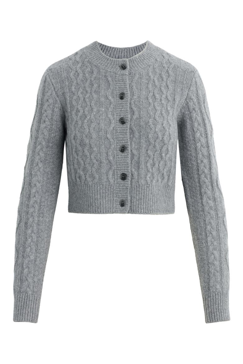 The Eleanor Merino Wool & Cashmere Blend Crop Cardigan, Alternate, color, HEATHER GREY