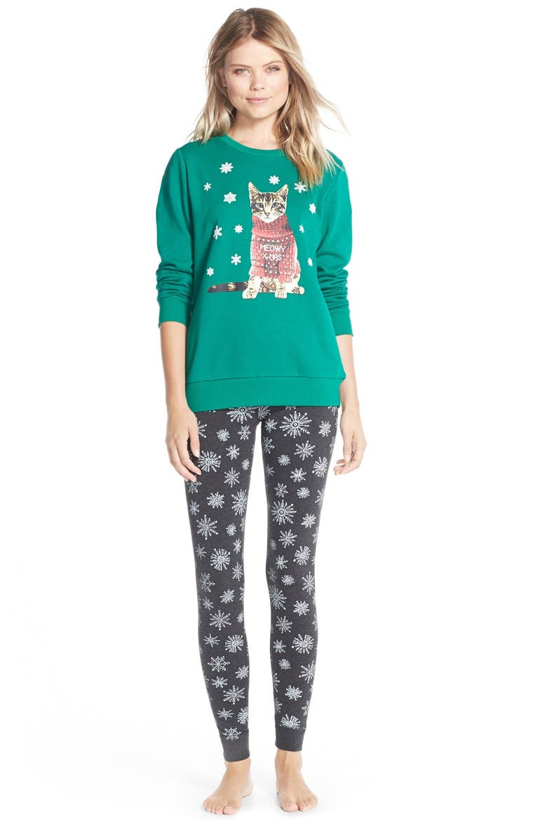 Holiday Print Leggings, Alternate, color, CHARCOAL SNOWFLAKE