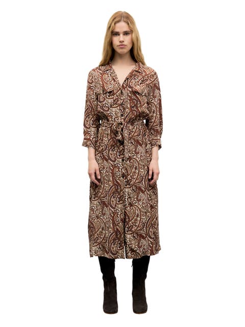 Cyra 3/4 Sleeve Midi Shirt Dress