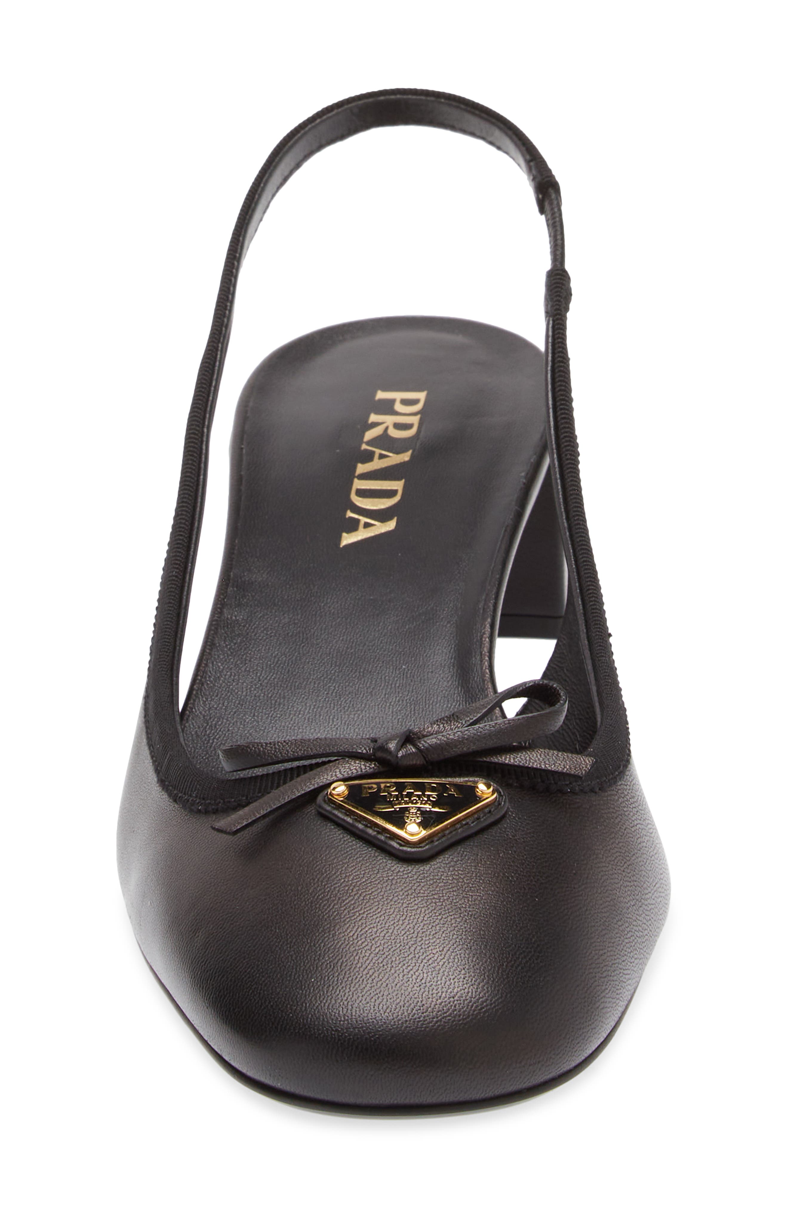 Prada Triangle Logo Bow Slingback Pump, Alternate, color, 