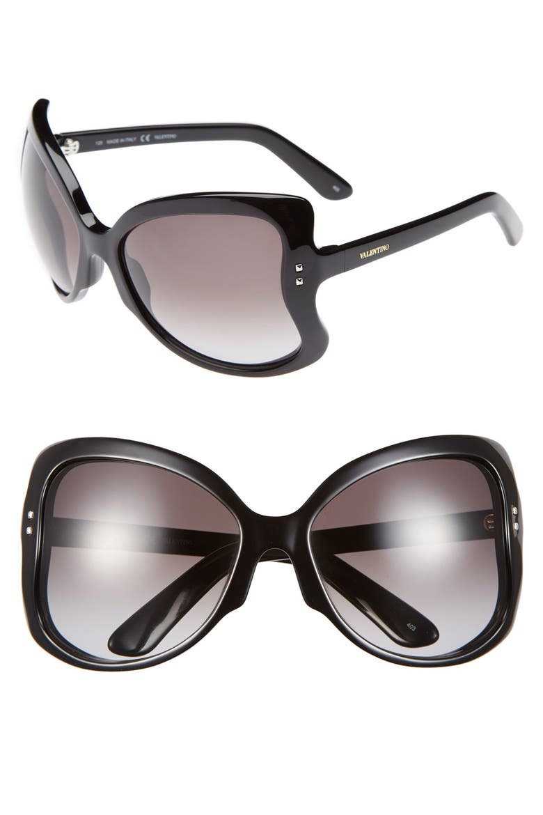 'Rockstud - Butterfly' 61mm Sunglasses, Main, color, BLACK