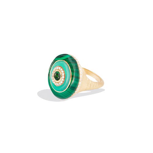 Campbell + Charlotte Evolve Stone Inlay Cocktail Ring In Brown