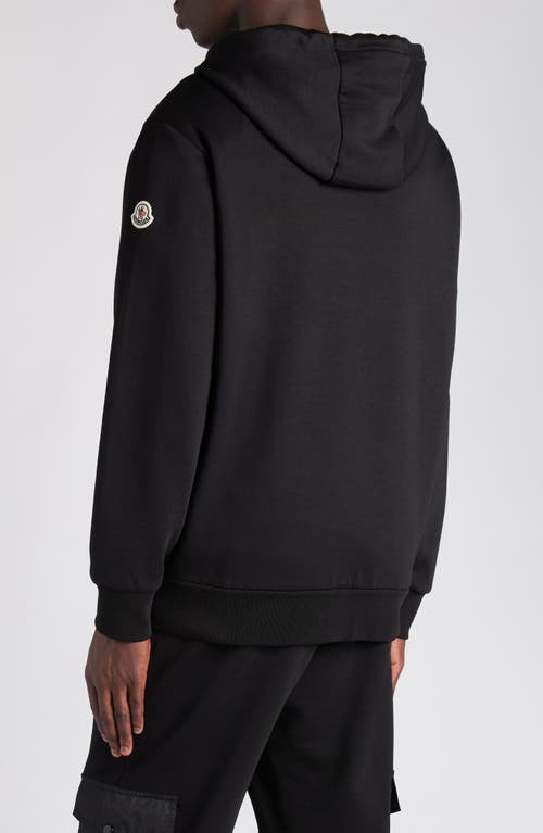 Moncler Hooded Drawstring Cardigan Chest Pocket In Black