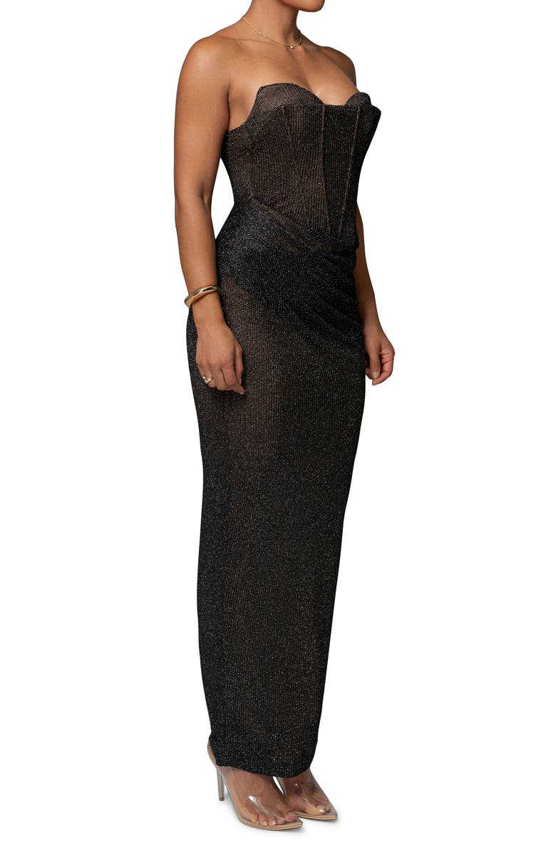 JLUXLABEL Convertible Bustier Bodice Metallic Knit Gown, Alternate, color,