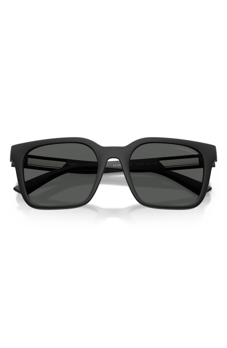 Emporio Armani 54mm Square Sunglasses, Alternate, color, Matte Black / Dark Grey