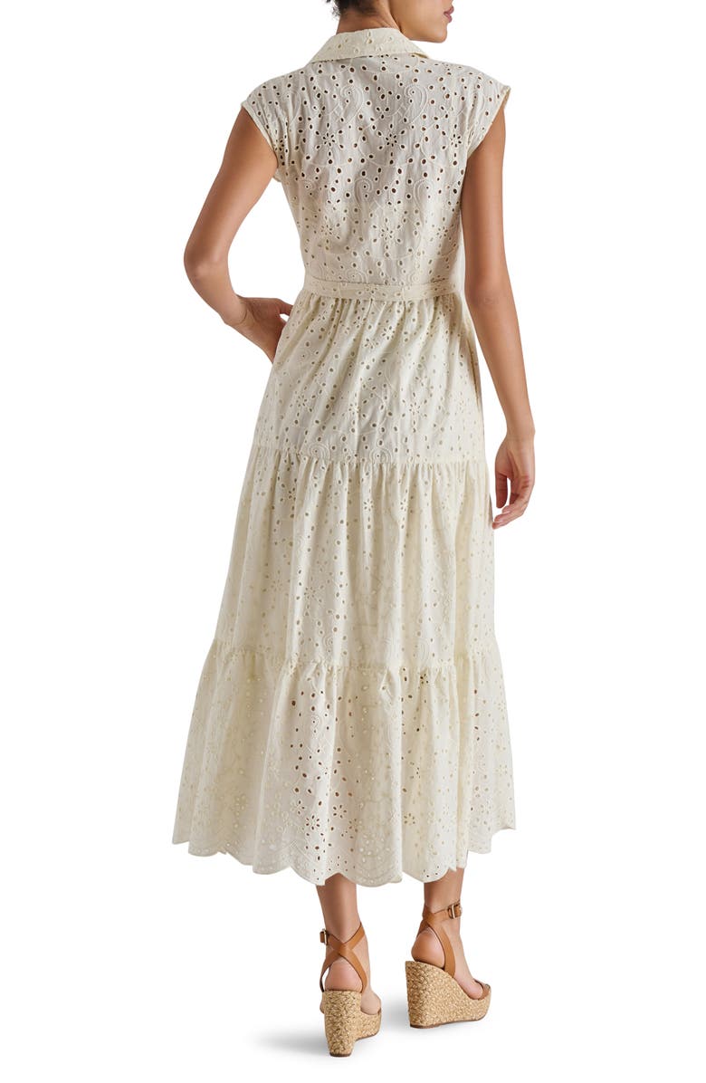 Steve Madden Clover Embroidered Eyelet Sleeveless Tiered Shirtdress, Alternate, color, Marshmallow