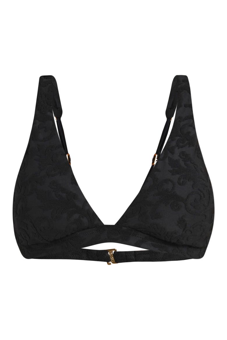 Lexie Ornate Terry Bra Swim Top, Alternate, color, BLACK