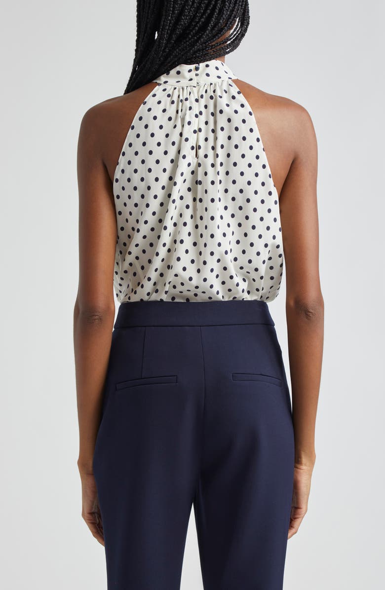 Veronica Beard Kovi Dot Print Stretch Silk Top, Alternate, color, 