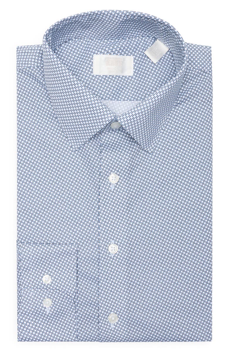 NORDSTROM RACK Trim Fit Helix Geo Non-Iron Dress Shirt, Alternate, color, Blue Helix Geometric