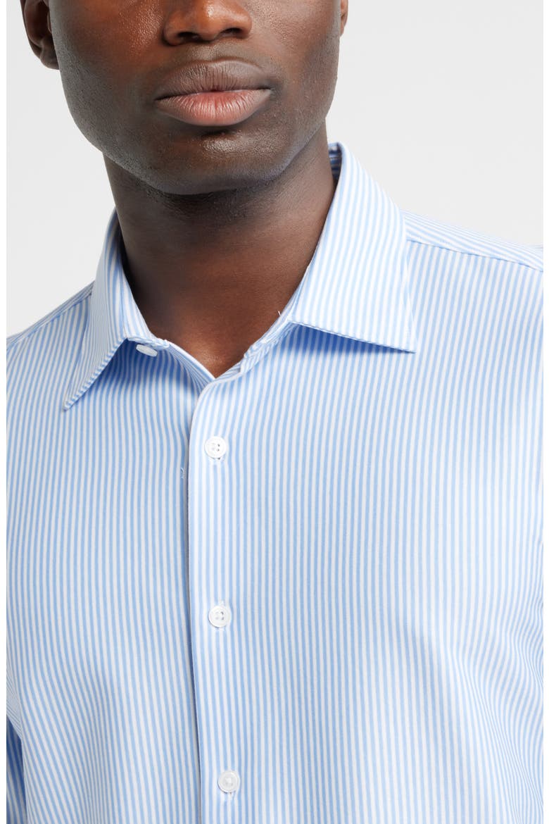Tiller Lux Cotton Stripe Knit Button-Up Shirt, Alternate, color, BLUE- WHITE SHIRTING STRIPE