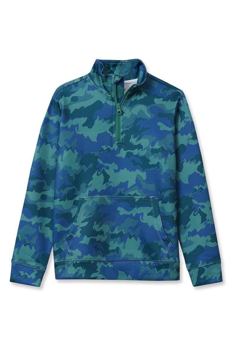 Boys Active Moisture Wicking Quarter Zip, Main, color, Clover Green Camo