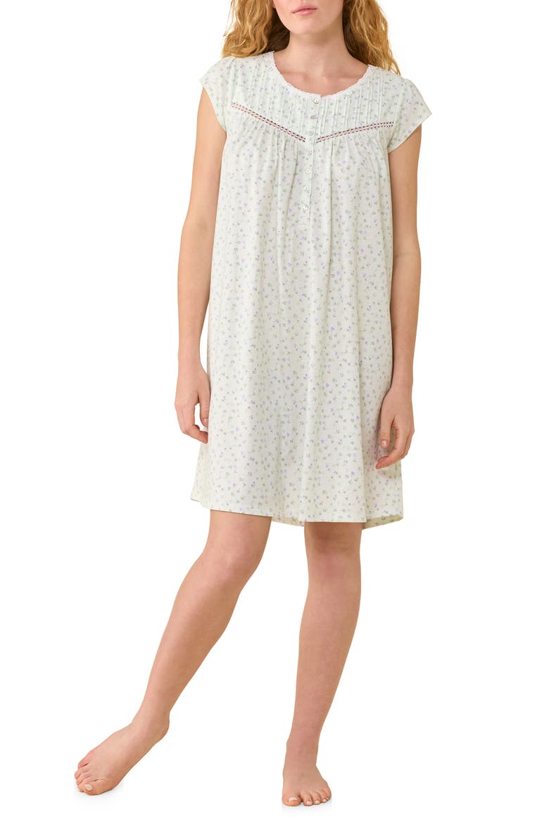 Floral Cotton Short Nightgown, Main, color, SAGE FLORAL