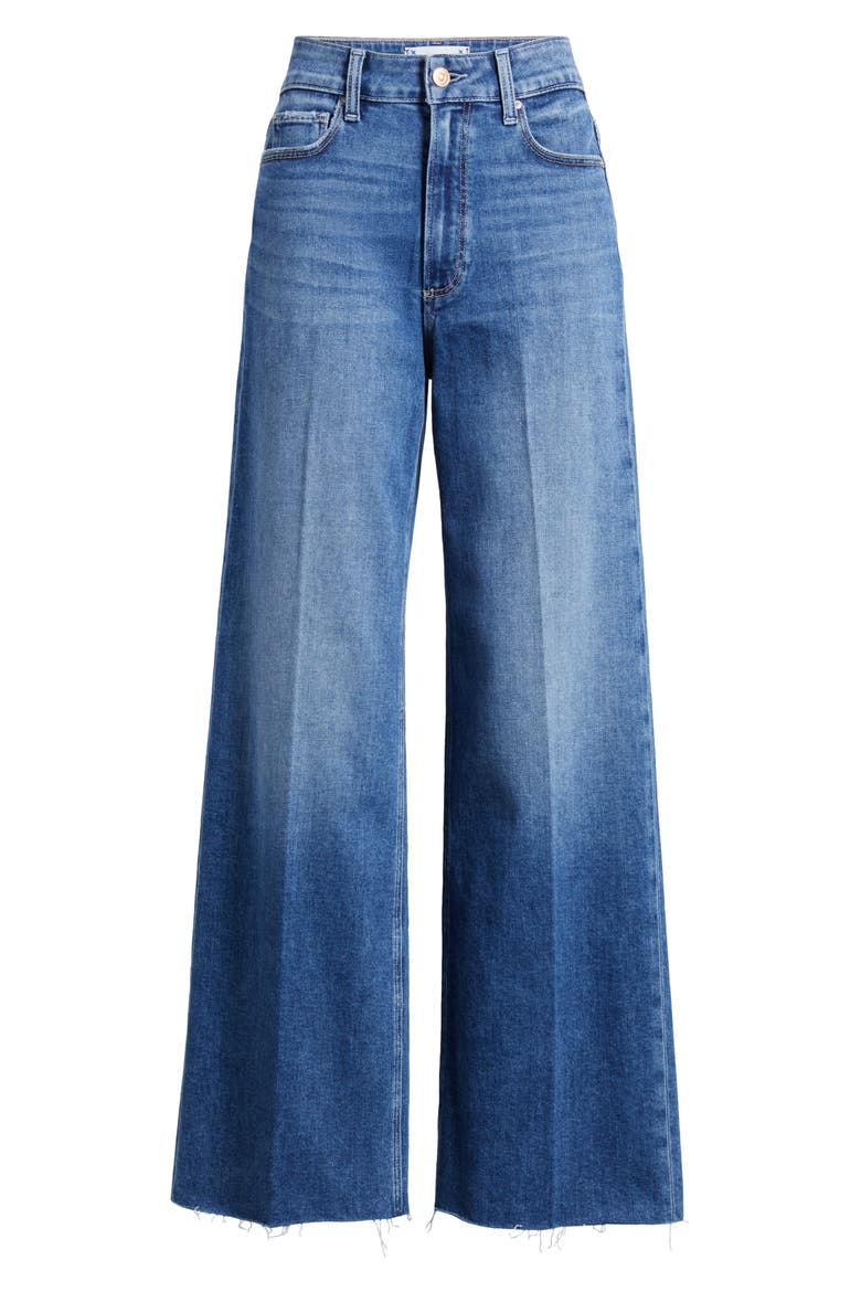 Anessa High Waist Raw Hem Wide Leg Jeans, Alternate, color, CIRIUS