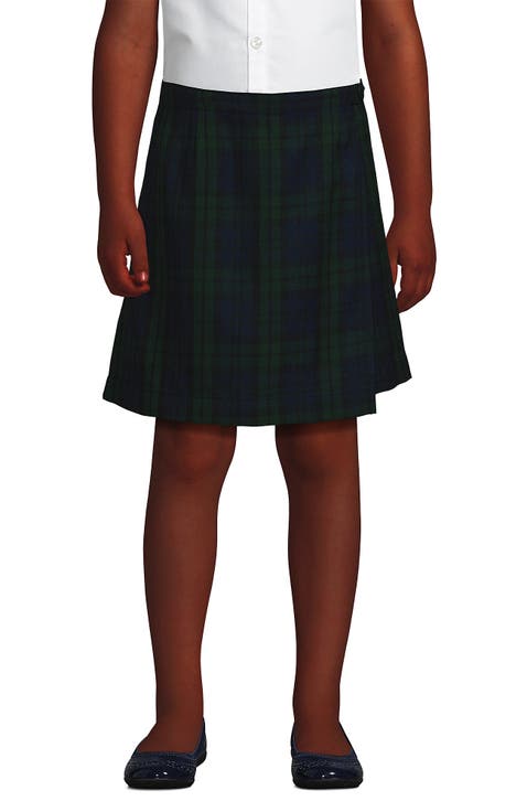 School Uniform Girls Plaid A Line Tab Skort Top of Knee