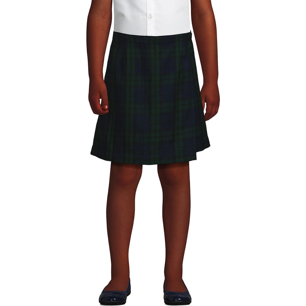 Lands' End School Uniform Girls Plaid A Line Tab Skort Top Of Knee In Multi
