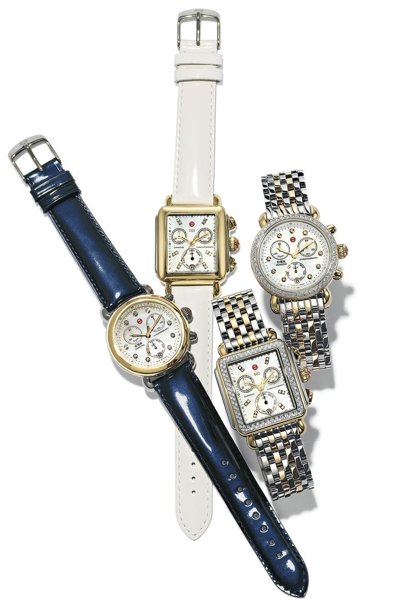 MICHELE 18mm Patent Leather Watch Strap, Alternate, color,