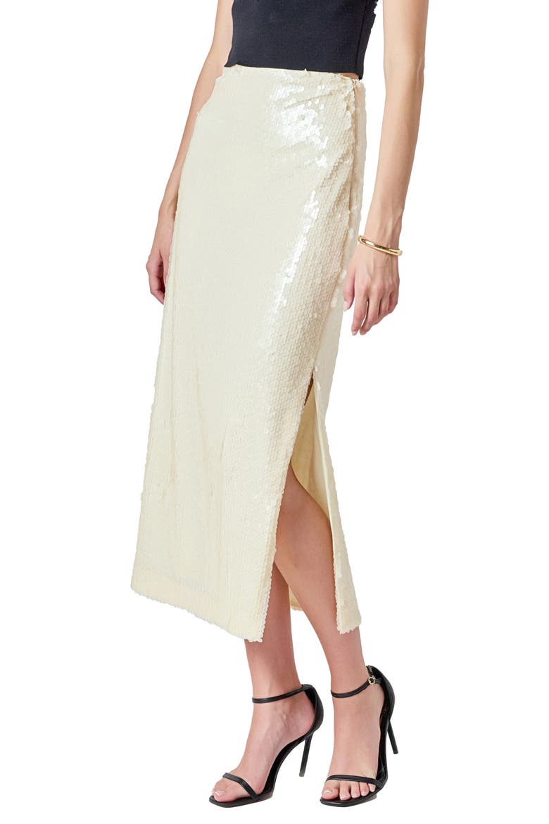 Sequin Midi Skirt, Alternate, color, IVORY