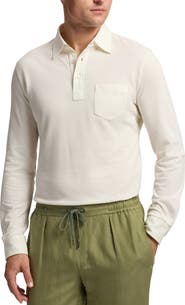 Ralph Lauren Purple Label Long Sleeve Cotton & Cashmere Piqué Pocket Polo